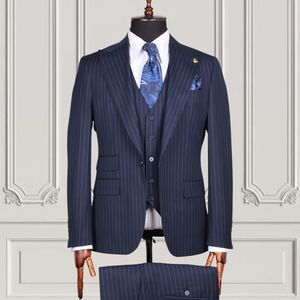 Men's Navy Pinstripe Suit